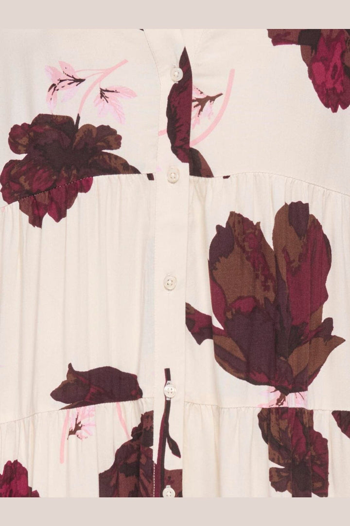 Only - Onlmilana Sola 3/4 Midi Dress - 5095462 Oatmeal Red Flower