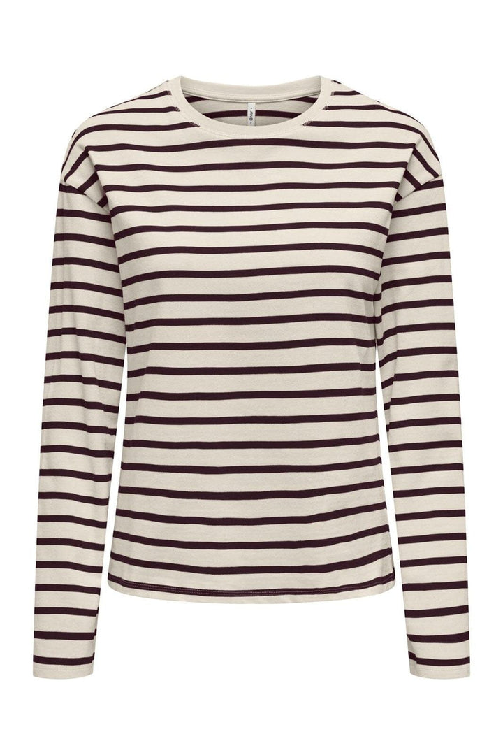 Only - Onlnew Soph Life L/S O-Neck Top Box - 4935411 Birch Winetasting