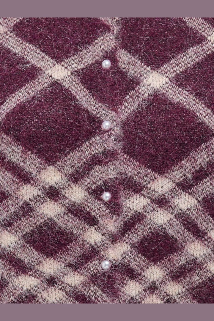Only - Onlnoeme Ls O-Neck Cardigan Knt - 5058424 Fig Check/Oatmeal/Fmop/Mel