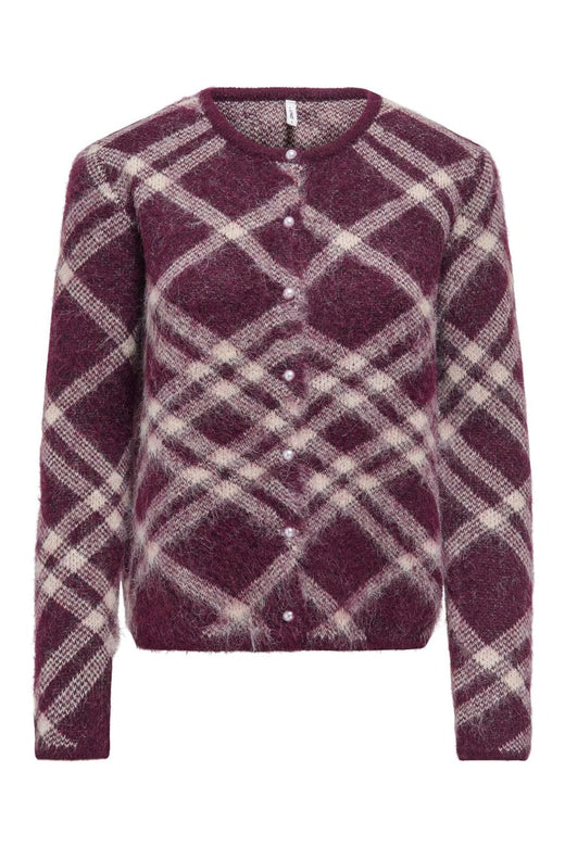 Only - Onlnoeme Ls O-Neck Cardigan Knt - 5058424 Fig Check/Oatmeal/Fmop/Mel