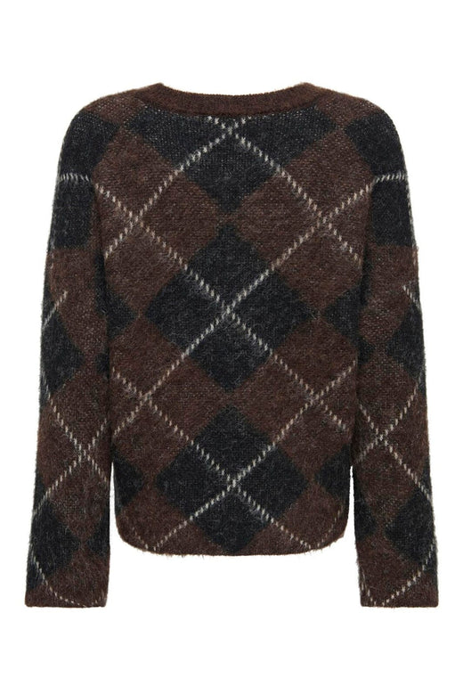 Only - Onlnoeme Ls Pattern O-Neck Knt - 5107907 Coffee Bean Big Argyle/Black/Oatmeal/Mel