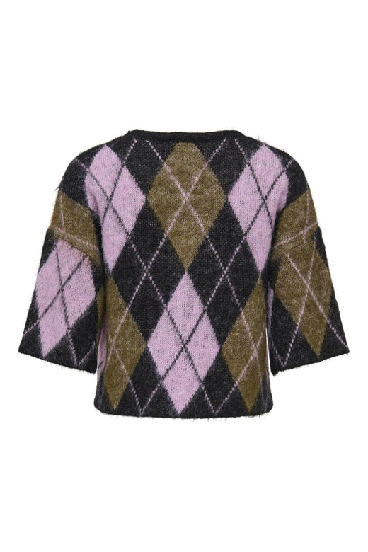 Only - Onlnoeme Ss Pattern O-Neck Knt - 5107919 Black Argyle/Beech/Violet Tulle/Mel
