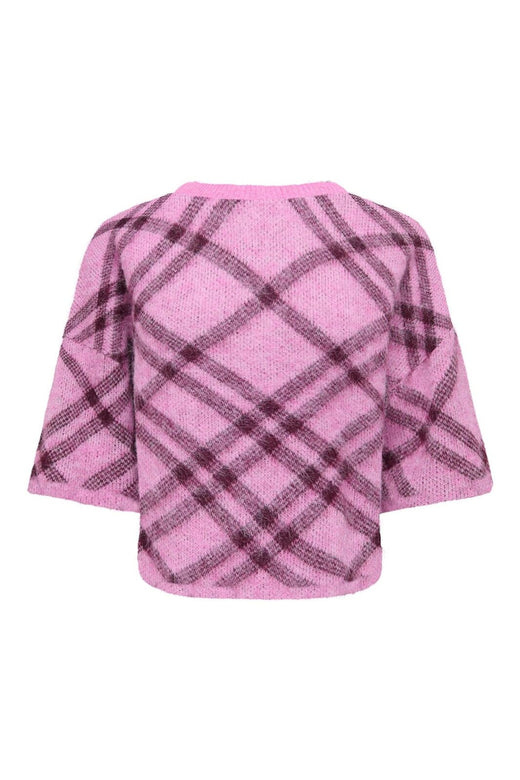 Only - Onlnoeme Ss Pattern O-Neck Knt - 5137184 Cyclamen Check/Fig/Mel