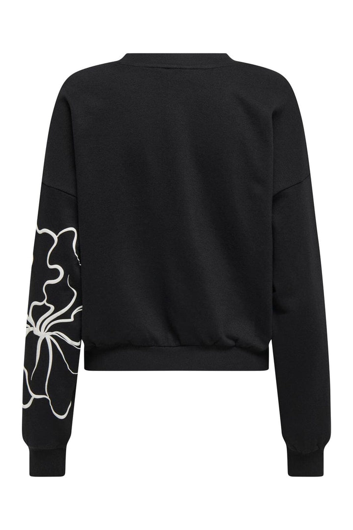 Only - Onlodessa L/S O-Neck Box Ub Swt - 4806648 Black W. Blury Flower
