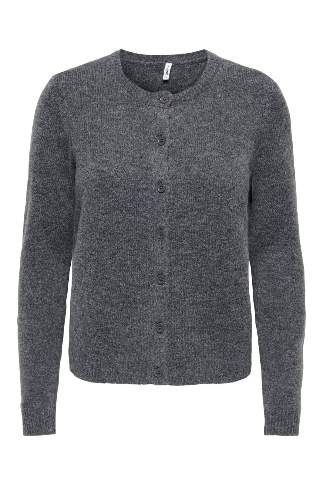 Only - Onlolivia Ls O-Neck Cardigan Cc Knt - 5084224 Dark Grey Melange Dtm Horn Button