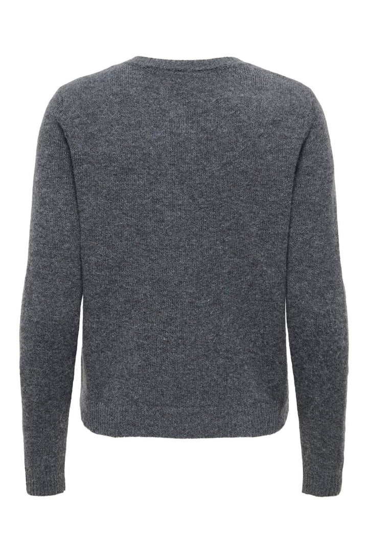 Only - Onlolivia Ls O-Neck Cardigan Cc Knt - 5084224 Dark Grey Melange Dtm Horn Button