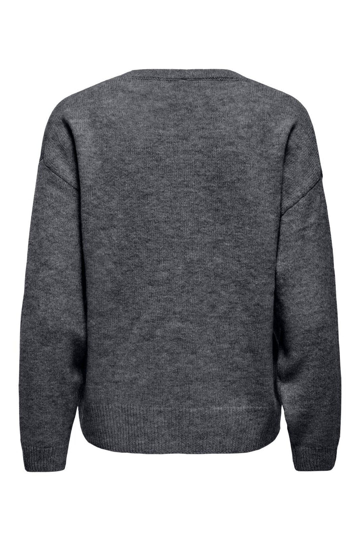Only - Onlolivia Ls O-Neck Cc Knt - 5101135 Dark Grey Melange