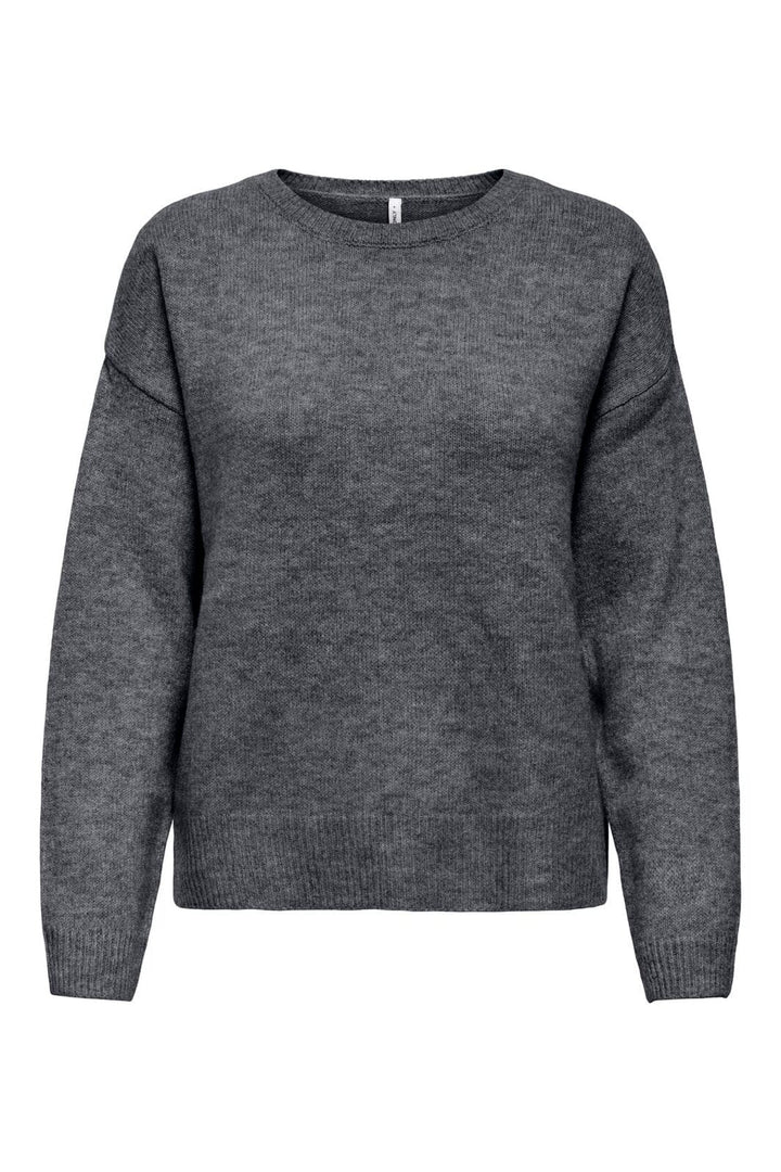 Only - Onlolivia Ls O-Neck Cc Knt - 5101135 Dark Grey Melange