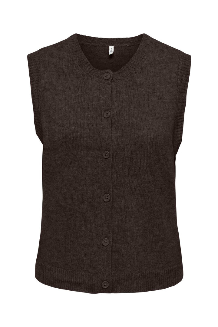 Only - Onlolivia Sl Button Vest Cc Knt - 5101157 Mole Melange/Dtm Button
