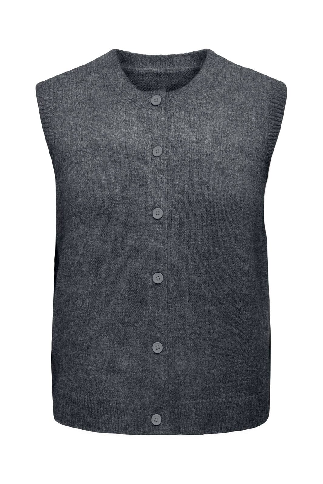 Only - Onlolivia Sl Button Vest Cc Knt - 5101158 Dark Grey Melange Dtm Button