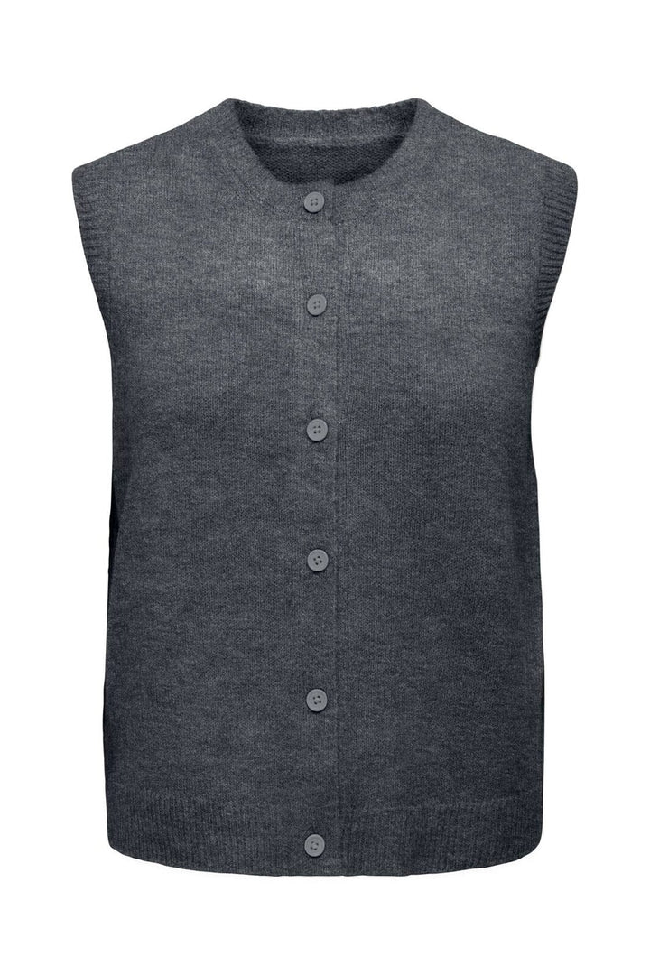 Only - Onlolivia Sl Button Vest Cc Knt - 5101158 Dark Grey Melange Dtm Button