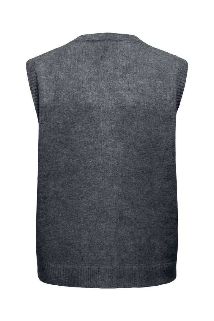 Only - Onlolivia Sl Button Vest Cc Knt - 5101158 Dark Grey Melange Dtm Button