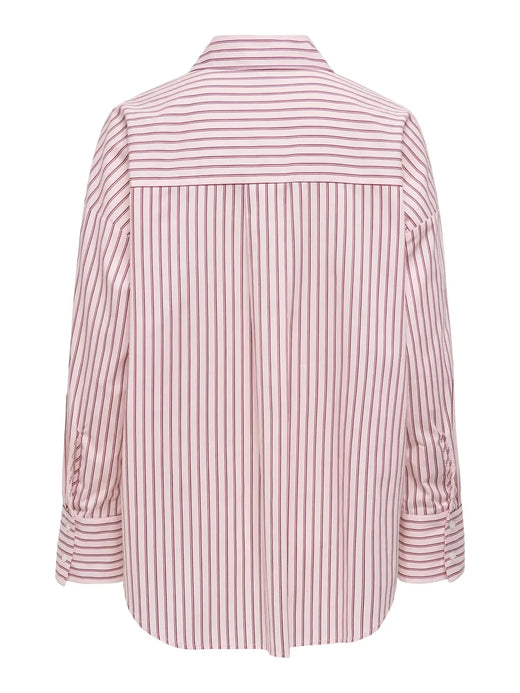 Only - Onloregon Alva Ls Reg Shirt - 5012928 Fuchsia Pink Bordeaux+White Skjorter 