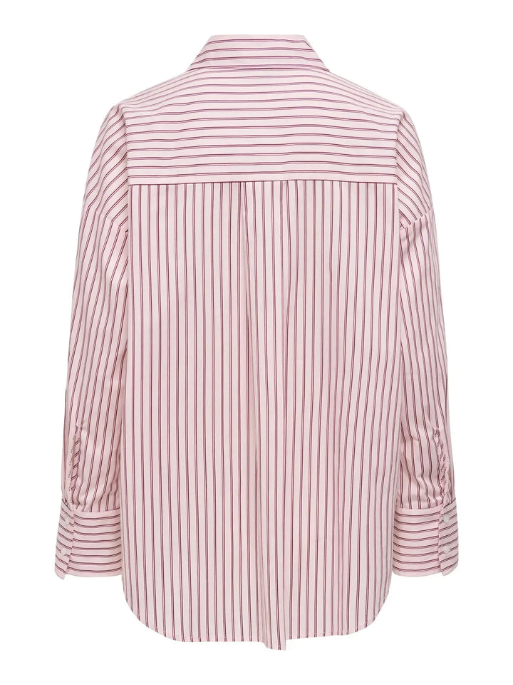 Only - Onloregon Alva Ls Reg Shirt - 5012928 Fuchsia Pink Bordeaux+White Skjorter 