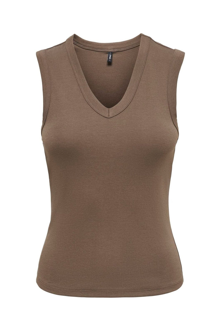 Only - Onlriley S/L V Neck Top - 5252843 Chocolate Martini