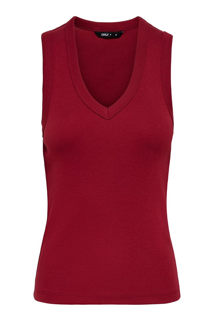 Only - Onlrina V-Neck Tank Top S/L - 5255758 Winery Toppe 