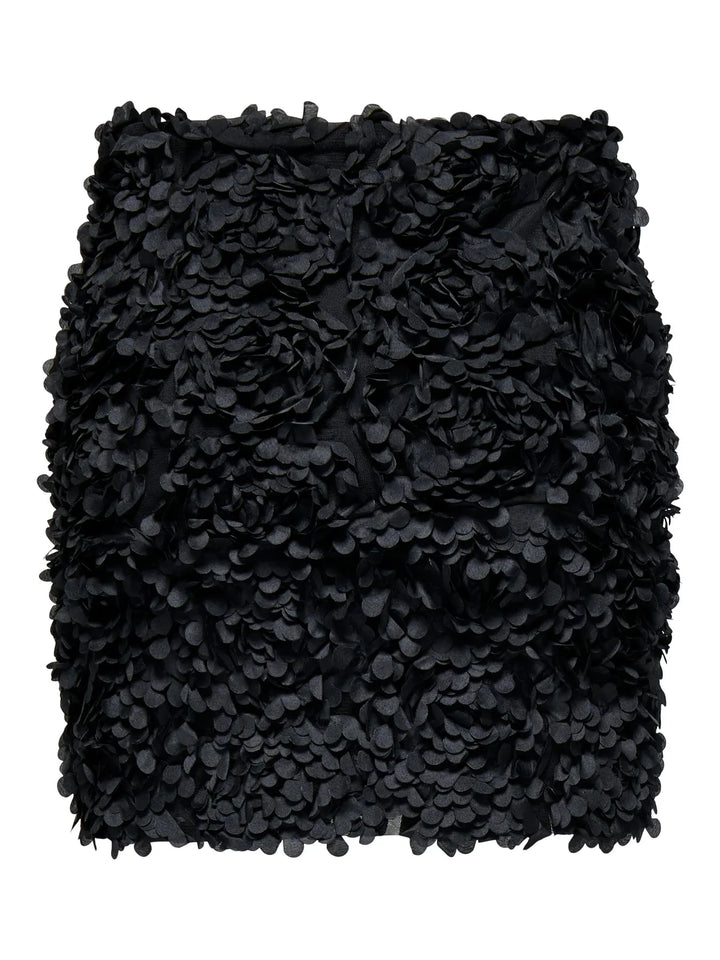 Only - Onlrosebloom Short Skirt - 4913284 Black Rose Flower (Black) Nederdele 