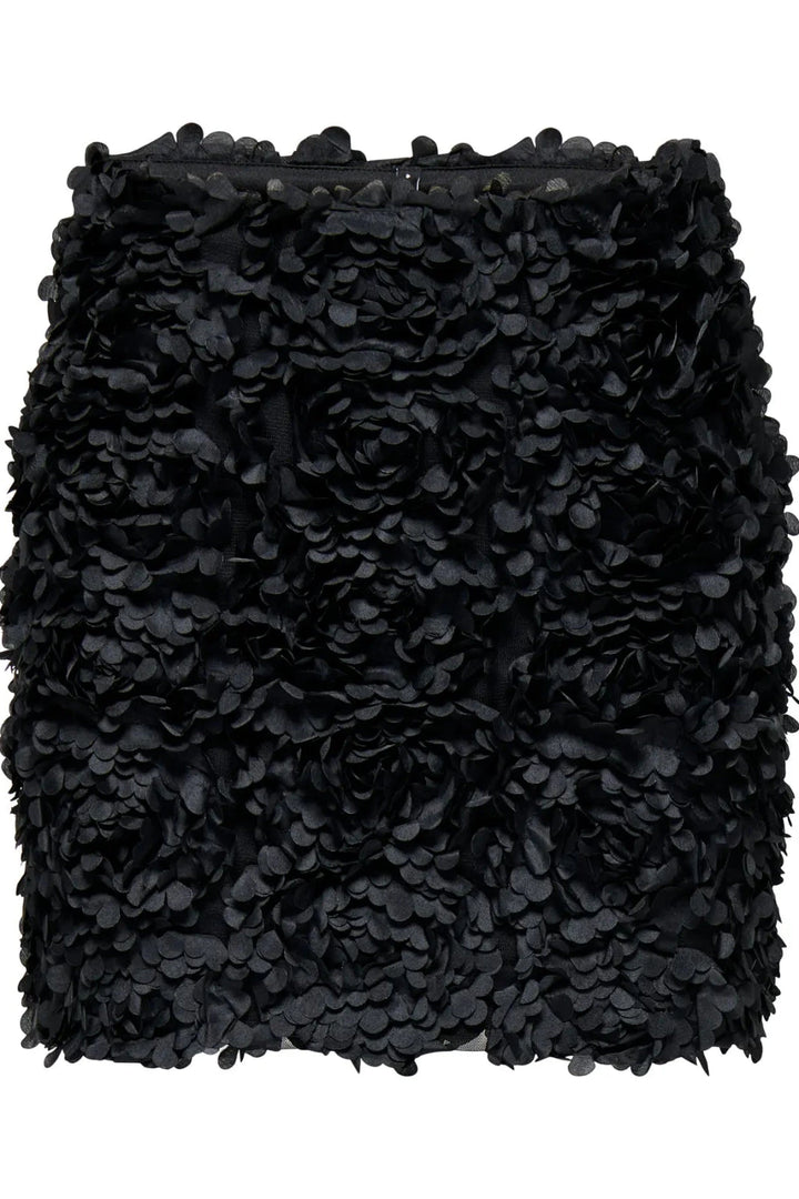 Only - Onlrosebloom Short Skirt - 4913284 Black Rose Flower (Black) Nederdele 