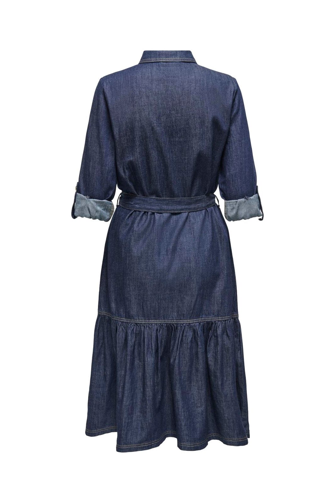 Only - Onlsevigny Frill 3/4 Sl Long Dress - 4857886 Dark Blue Denim