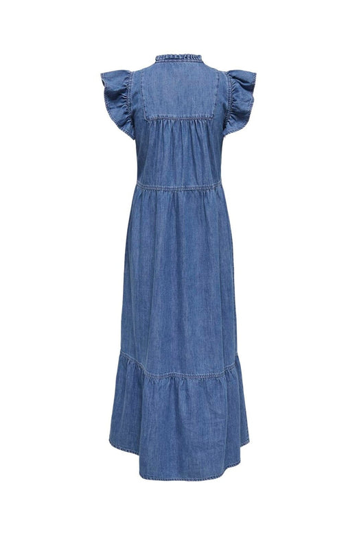 Only - Onlshania S/L Frill Midi Dress Akm - 4996894 Medium Blue Denim