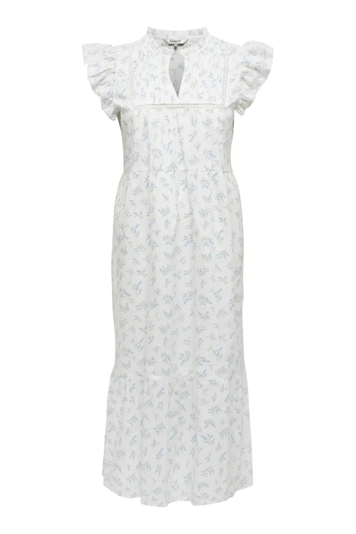 Only - Onltea-Idris S/L Frill Tape Dress - 5014284 Cloud Dancer Wild Bundels Kjoler 