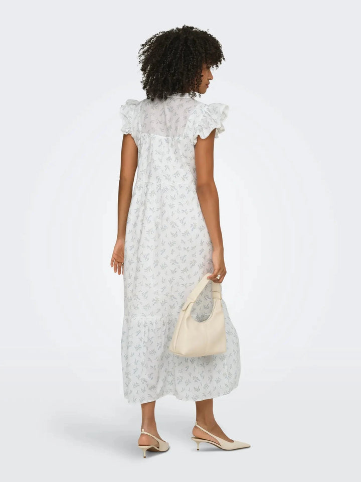 Only - Onltea-Idris S/L Frill Tape Dress - 5014284 Cloud Dancer Wild Bundels Kjoler 