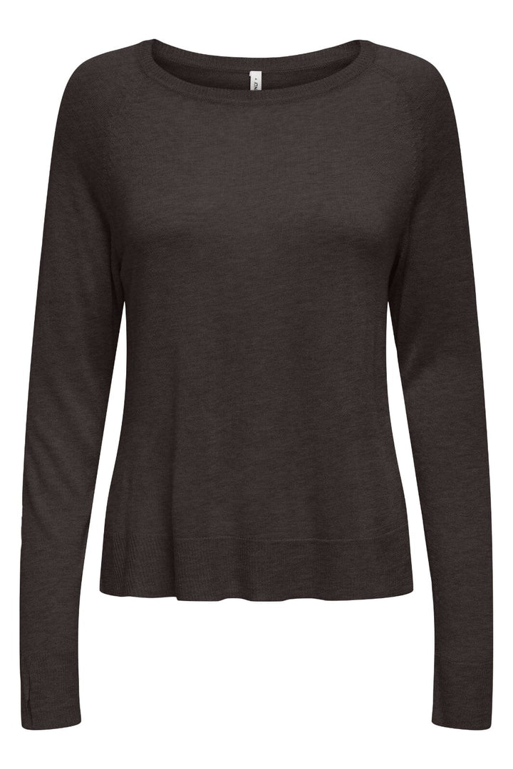 Only - Onlvienna Ls O-Neck Knt - 4838284 Chocolate Torte Melange