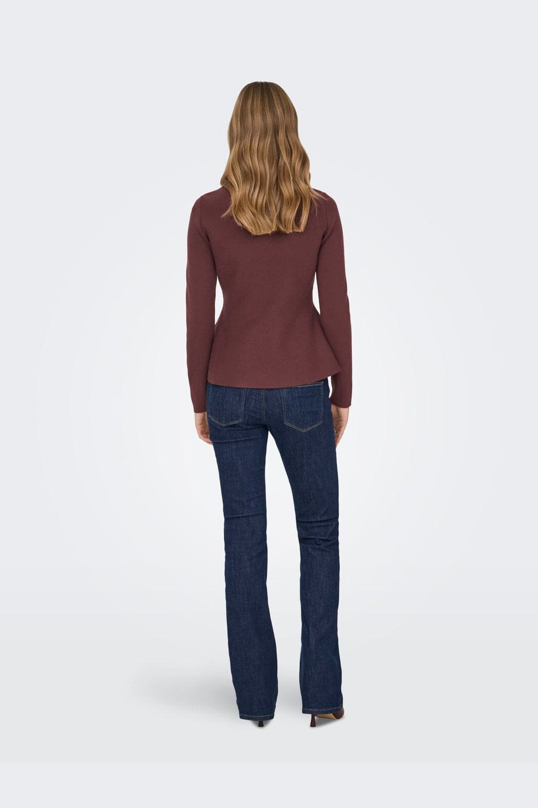 Only - Onlvilda Ls Peplum O-Neck Knt - 5026295 Rum Raisin