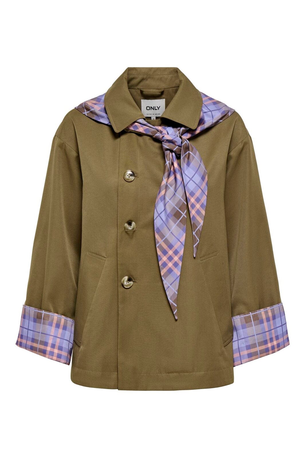 Only - Onlzenia Mix Check Scarf Jacket - 5136160 Ermine