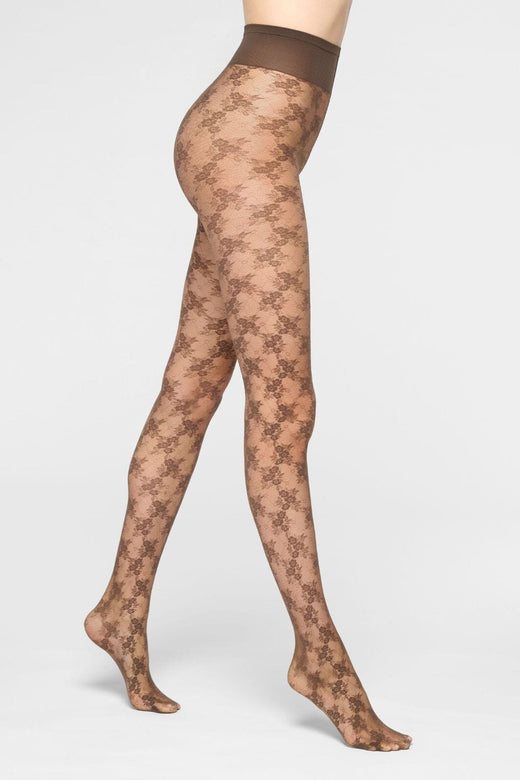 Oroblu - Oroblu Stylish Lace Tights 30 Tights Vobc68601 - Chocolate 3 Strømpebukser 