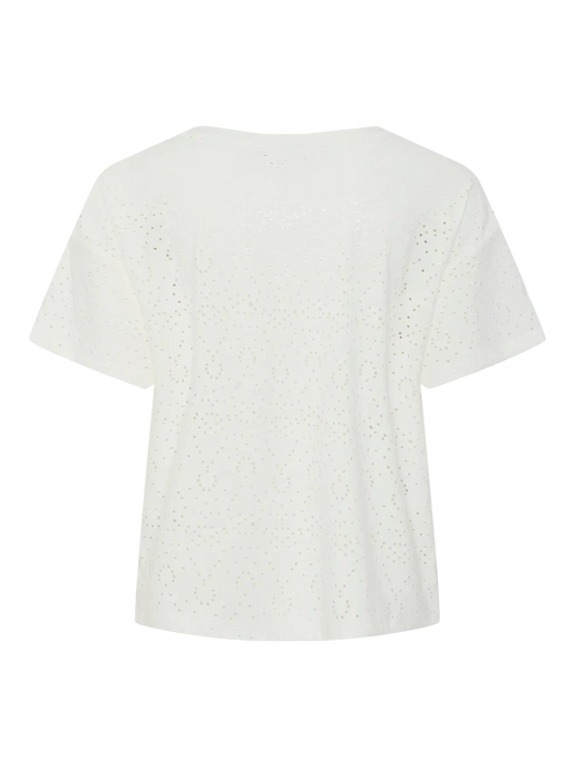 Pieces - Pcabby Ss Brod Ang Tee - 4640402 Cloud Dancer T-shirts 