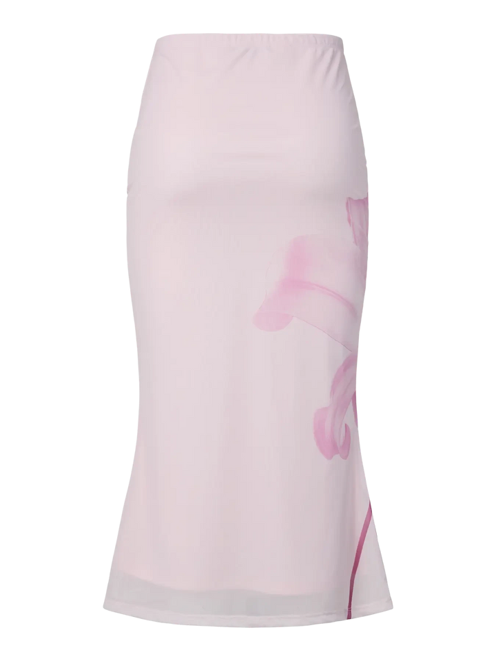 Pieces - Pcalbi Midi Skirt - 5109240 Roseate Spoonbill Flower Nederdele 
