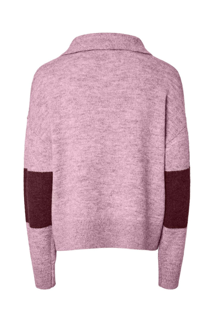 Pieces - Pcallie Ls Half Zip Knit - 5179721 Roseate Spoonbill Tawny Port
