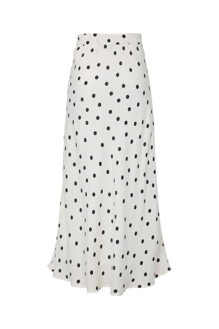 Pieces - Pcangie Ankle Skirt - 5103002 Cloud Dancer Black Polka Dots