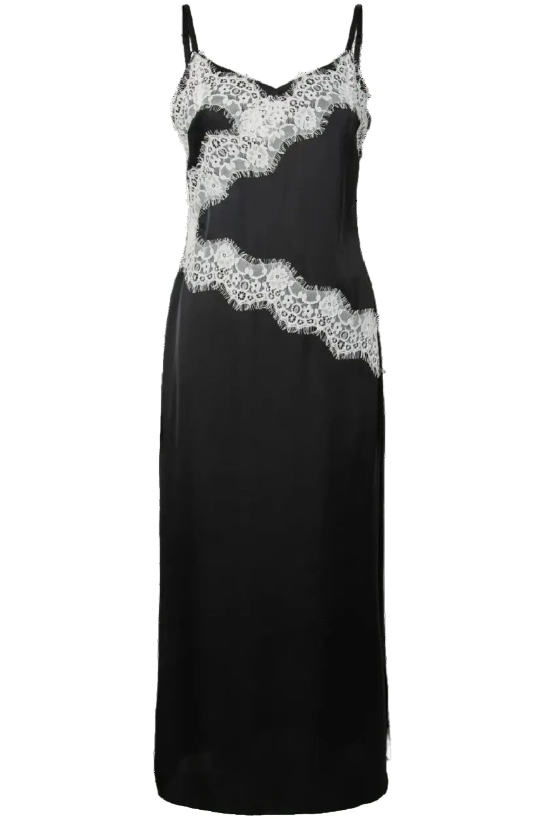 Pieces - Pcariel Sl Ankle Dress Pp - 5049057 Black White Lace Kjoler 