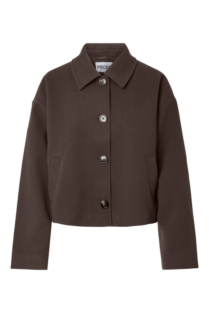Pieces - Pcaya Short Coat - 5102307 Hot Fudge