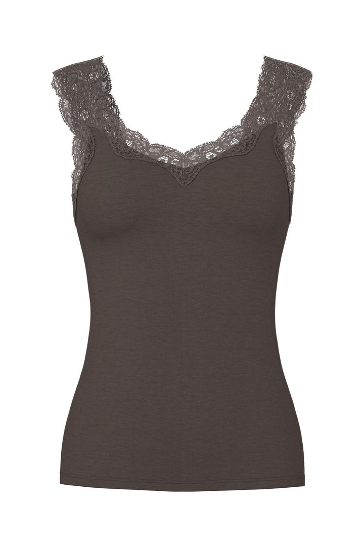 Pieces - Pcbarbera Lace Top - 4801924 Hot Fudge