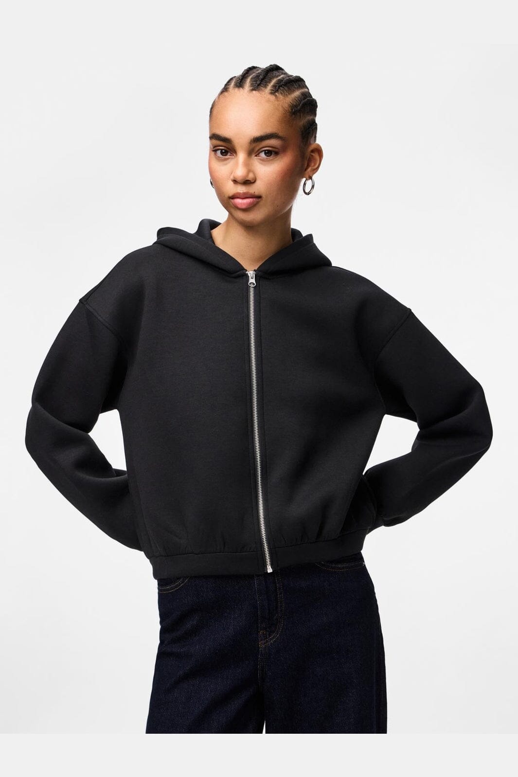 Pieces - Pcbucuba Ls Zipper Scuba Hoodie Act - 5007266 Black