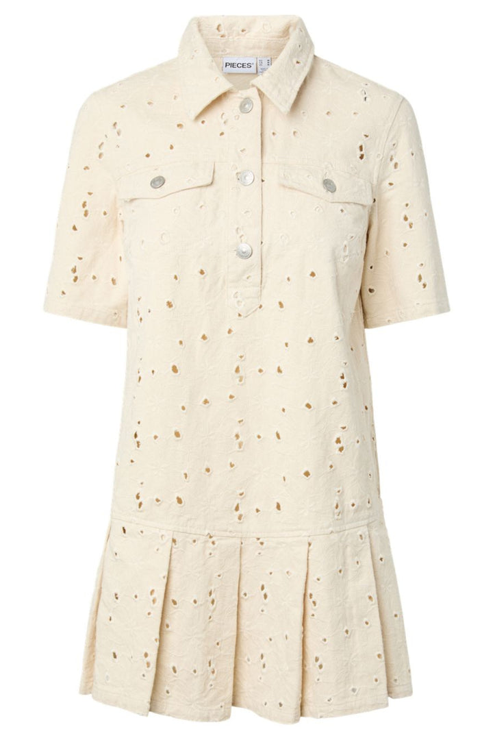 Pieces - Pcella 2/4 Short Dress - 5106604 Ecru Embroidery