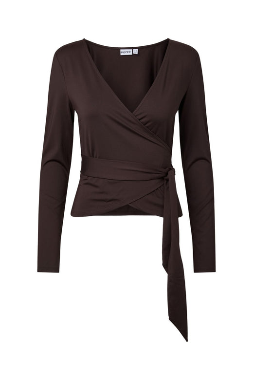 Pieces - Pcester Ls Wrap Top Mwa - 5105367 Chocolate Plum