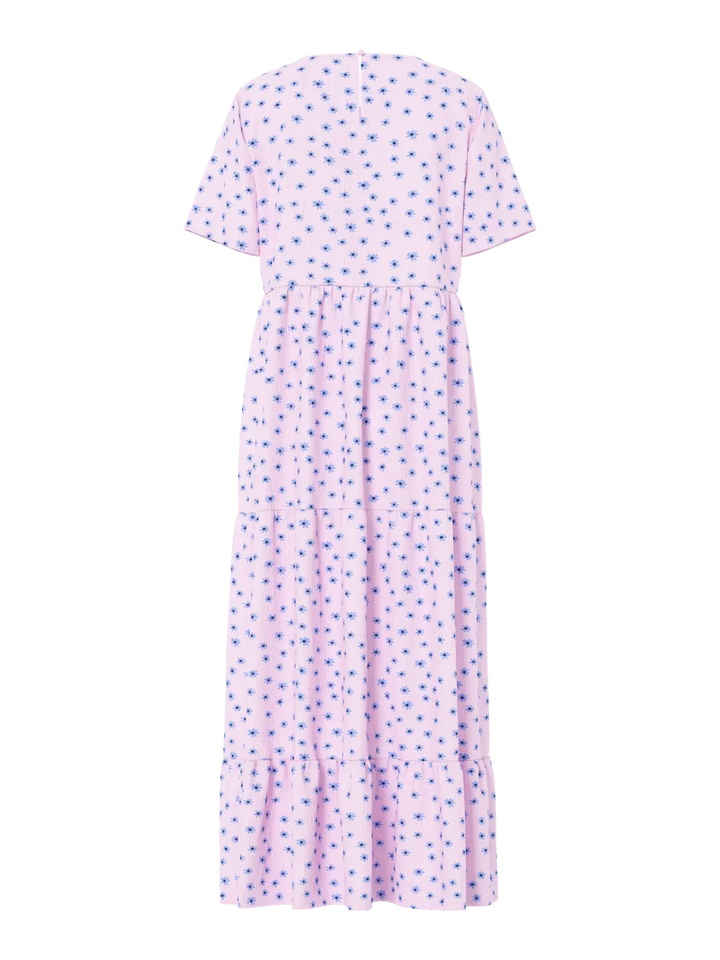 Pieces - Pcevie Ss Ankle Dress - 4907699 Roseate Spoonbill Flower Kjoler 