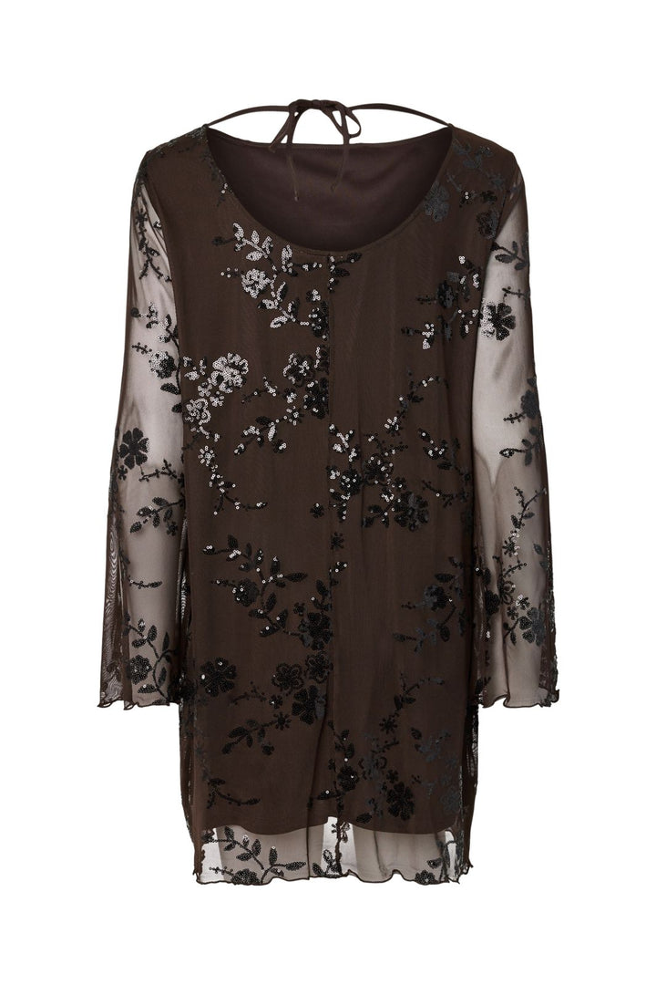 Pieces - Pcevita Ls Dress - 5116519 Wren Black Sequins