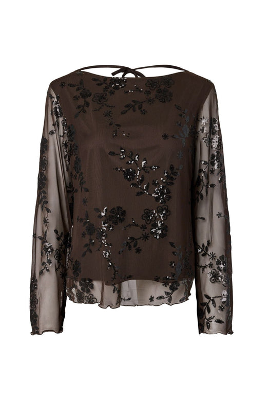 Pieces - Pcevita Ls Loose Top - 5178145 Wren Black Sequins
