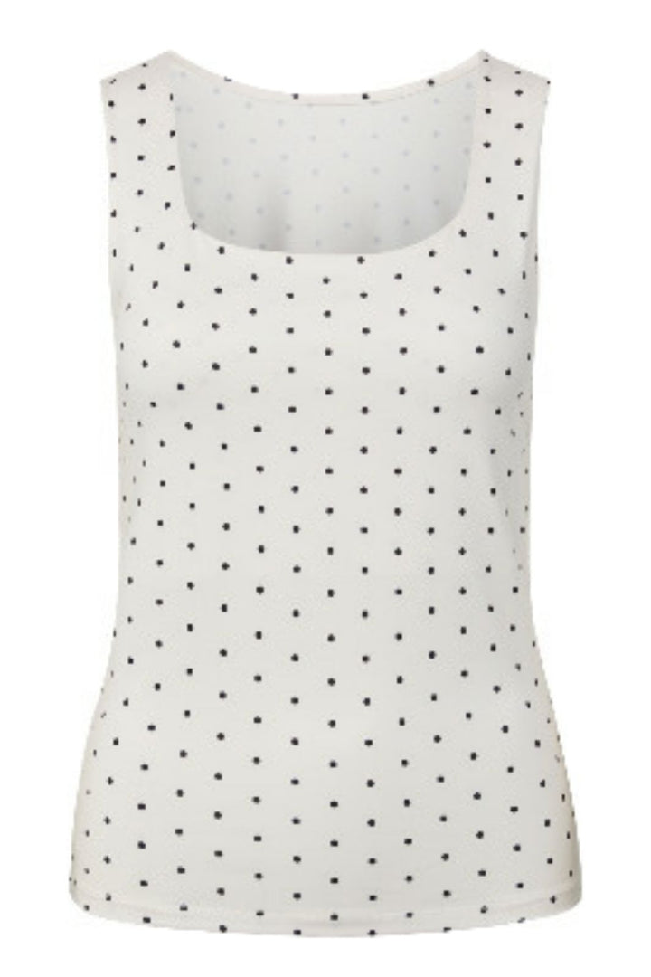 Pieces - Pcfilla Sl Reversible Tanktop Pp - 5114695 Bright White Big Black Dots Toppe 