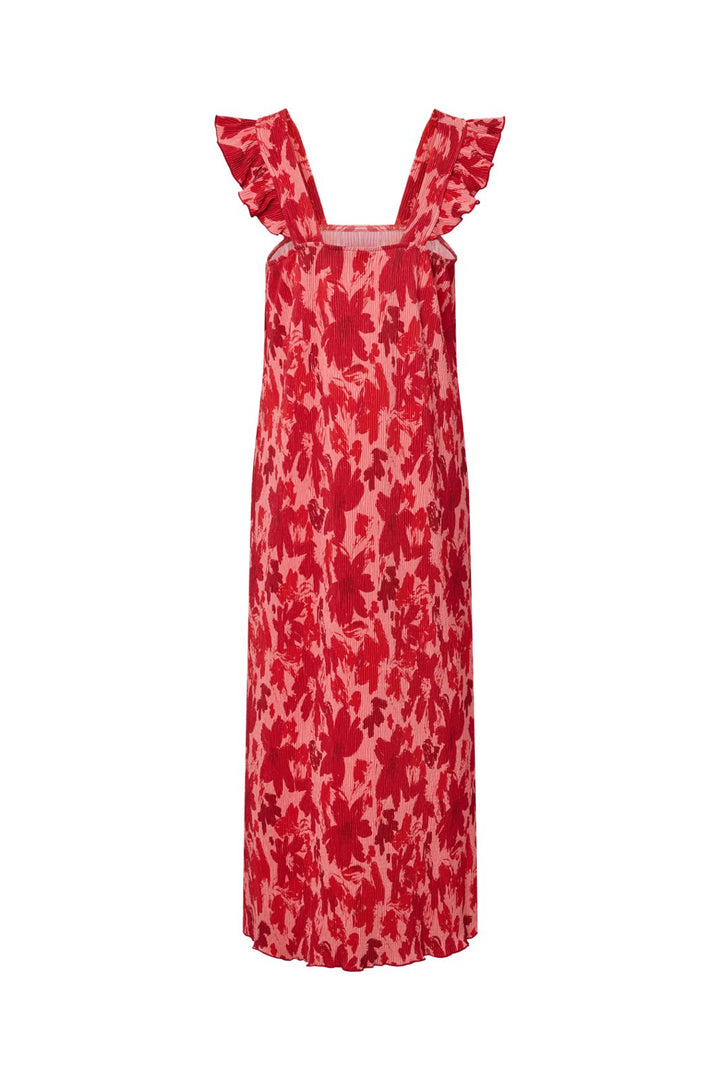 Pieces - Pcflora Strap Flounce Dress Msa - 4963679 Adrenaline Rush Red Tone Flowers