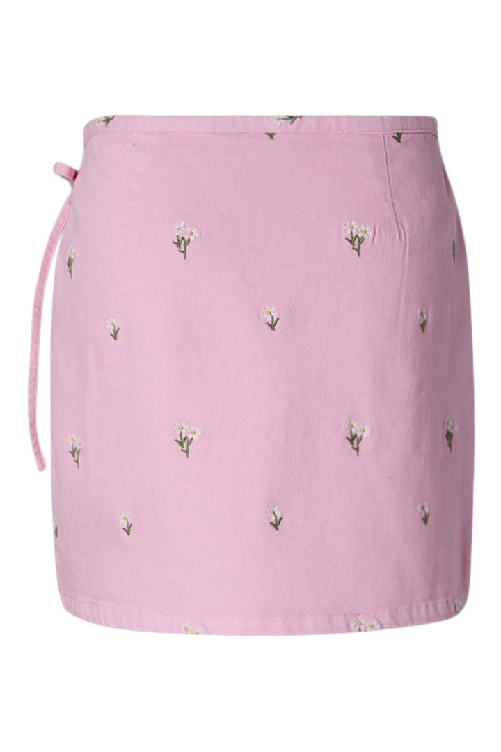 Pieces - Pcflora Wrap Emb Skirt - 5124675 Roseate Spoonbill Yellow Flower Embroidery