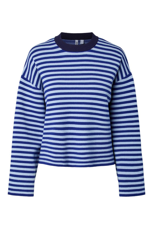 Pieces - Pcjassy Ls O-Neck Knit - 5179174 Bluing Cashmere Blue - Maritime Blue Neckline