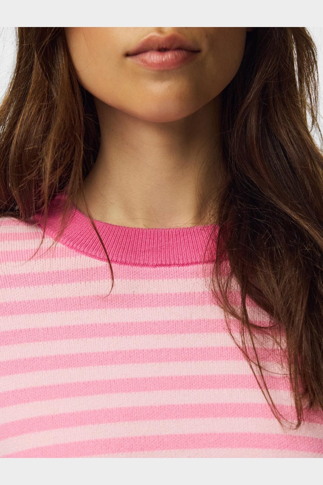 Pieces - Pcjassy Ls O-Neck Knit - 5180754 Roseate Spoonbill Sea Pink - Hot Pink Neckline