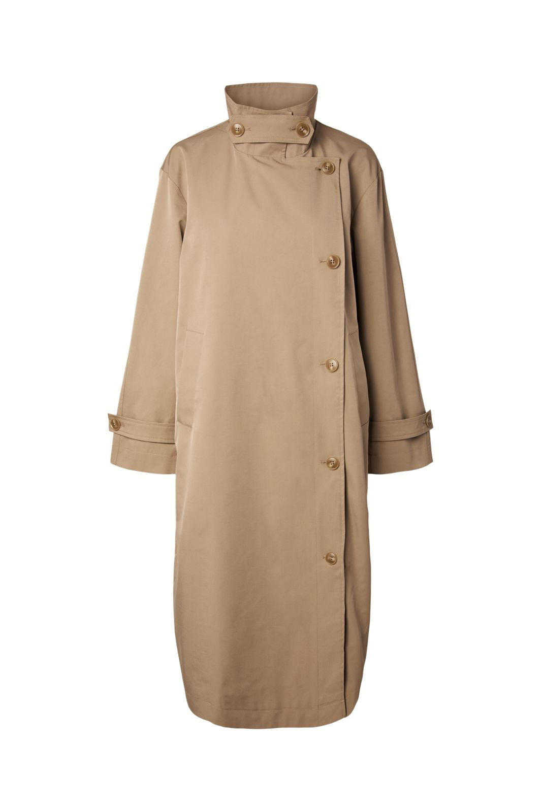 Pieces - Pcjorma High Neck Long Jacket - 5190901 Greige
