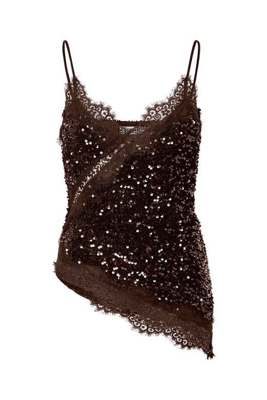 Pieces - Pckammy Strap Lace Top - 5170255 Chicory Coffee Brown Sequins